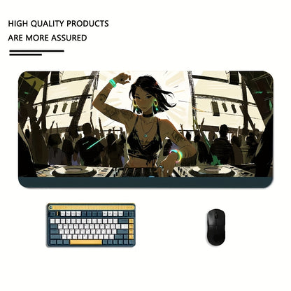 1pc ized Large Gaming & Music DJ Dance Floor Mouse Pad - Custom Name/Text, Non-Slip Rubber Base, DJ Turntable & Dance Party Design, Keyboard/Laptop Mat for PC, Office, Home Desk - Gift for Musicians & Ravers