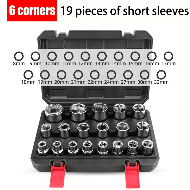 19pcs 6-Point Socket Set, Summer Fly Ratchet Wrench, Multifunctional Repair Tool, Home Installation Sockets
