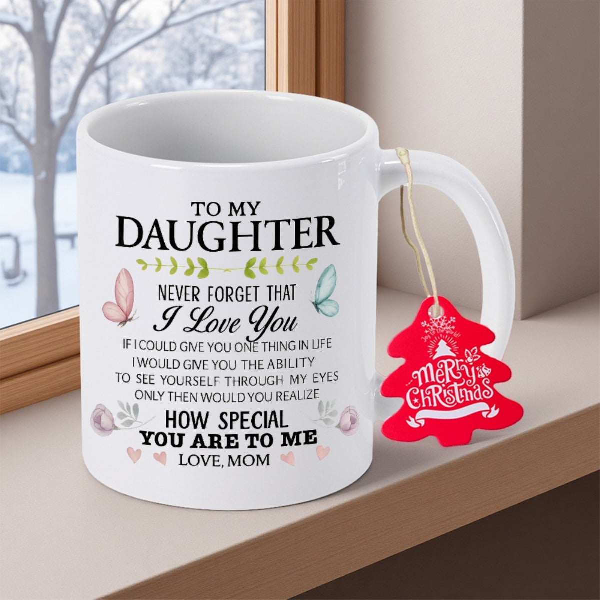 A Gift for My Daughter 11oz 350mlCeramic Coffee Mug Coffee Cup Perfect Gift for Any Occasion Teacup Living Room Tabletop Souvenir Collection Piece for Teachers Present Thanksgiving Gift for Friends High Quality Ceramic New Ye