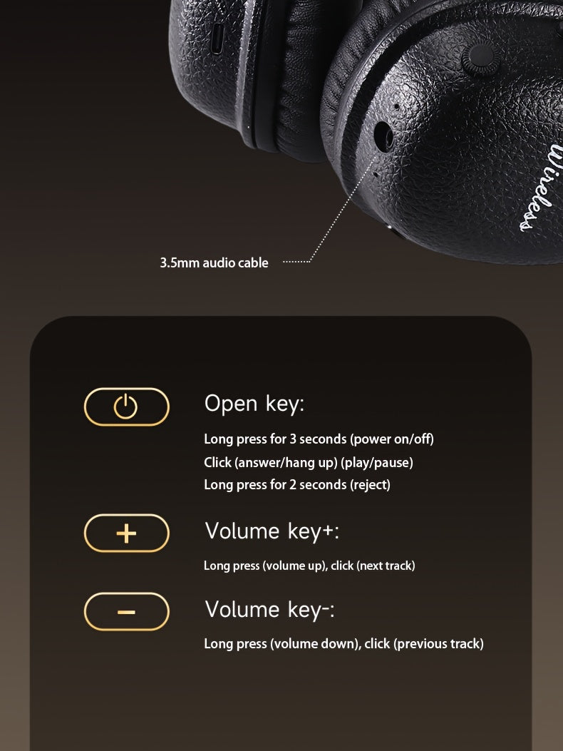 [Noise-Canceling Headphones] 2025 Classic Model Noise-Canceling Headphones - Dual Chip Technology, Lossless Sound, Dual Golden Plating Certification, Foldable/Wireless Design with Strong Anti-Interference Capability, Ensures
