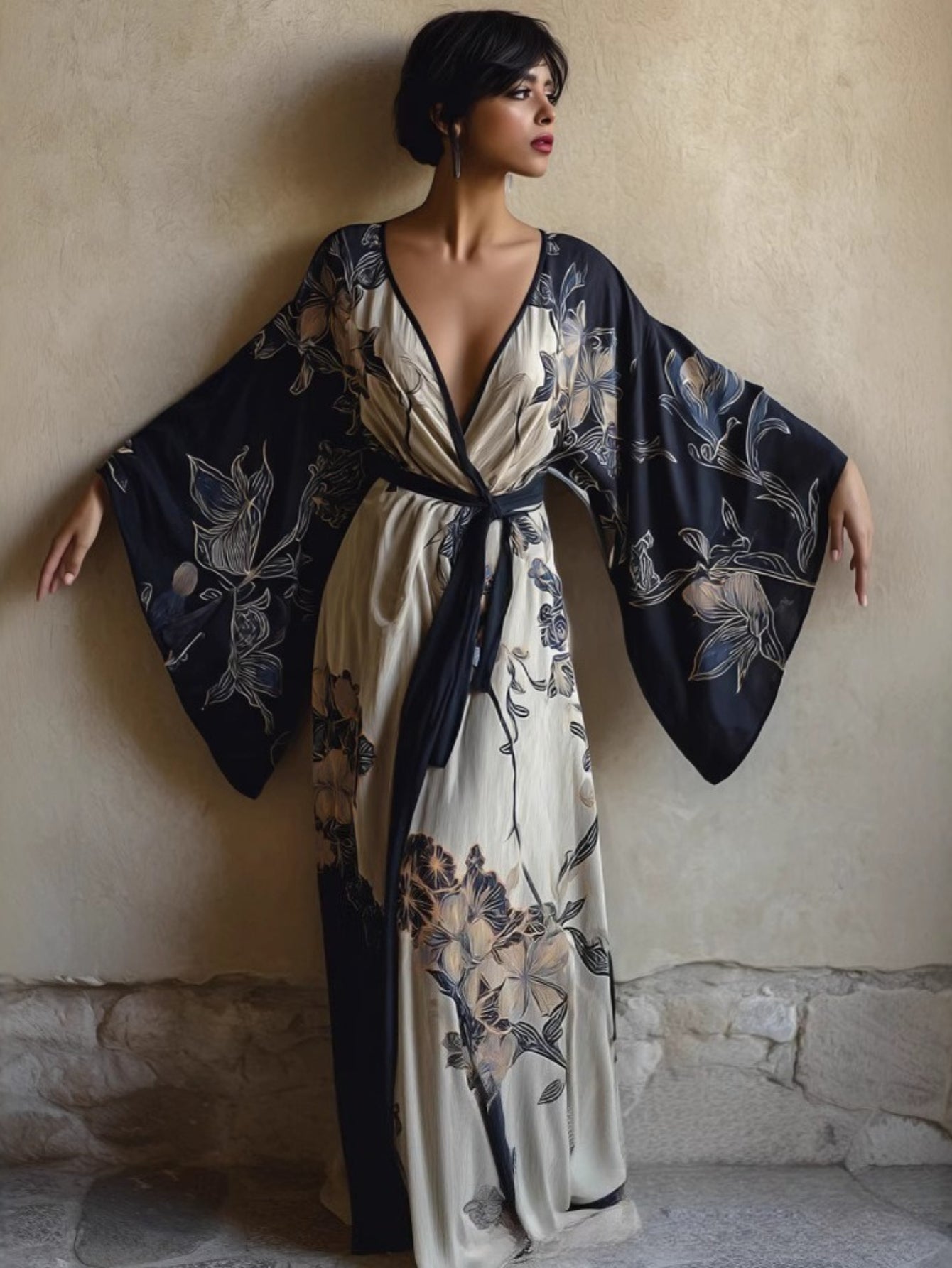 Sleeveless Printed Dress | European and American Spring/Summer New Slim Fit Long Skirt with Floral Pattern, Deep V Neck, Breathable Comfortable Casual Style, Ideal for Daily Vacation and Cross-Border .