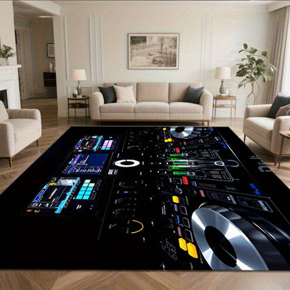 DJ Turntable Design Non-Slip Floor Mat - Machine Washable Mat Mat with Club-like Mixing Board Pattern, Extra Large Available for Home Studio, Living Room, Office, DJ Gifts - Lightweight & Easy Clean Modern Decor Mat, Studio A