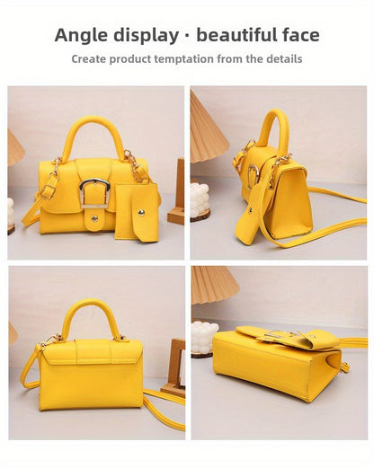 [Square Crossbody Bag] Women'S Small Square Crossbody Bag - Lightweight Synthetic Purse with Snap Closure, Compact Everyday & Formal Bag in Orange, Pink, Blue, Yellow, White, Black - Minimalist Chic Handbag for Women, Crossbo