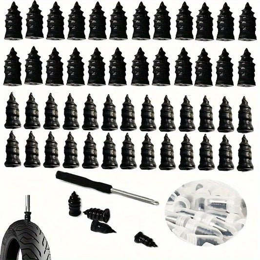 40/80pcs Quick Tire Repair Kit, Screw-Type Tire Puncture Plugs for Cars, Motorcycles, Trucks & Tractors – Essential Tire Accessories, Vehicle Maintenance, Roadside Assistance, Durable Construction, Easytouse Plugs, Rubber T