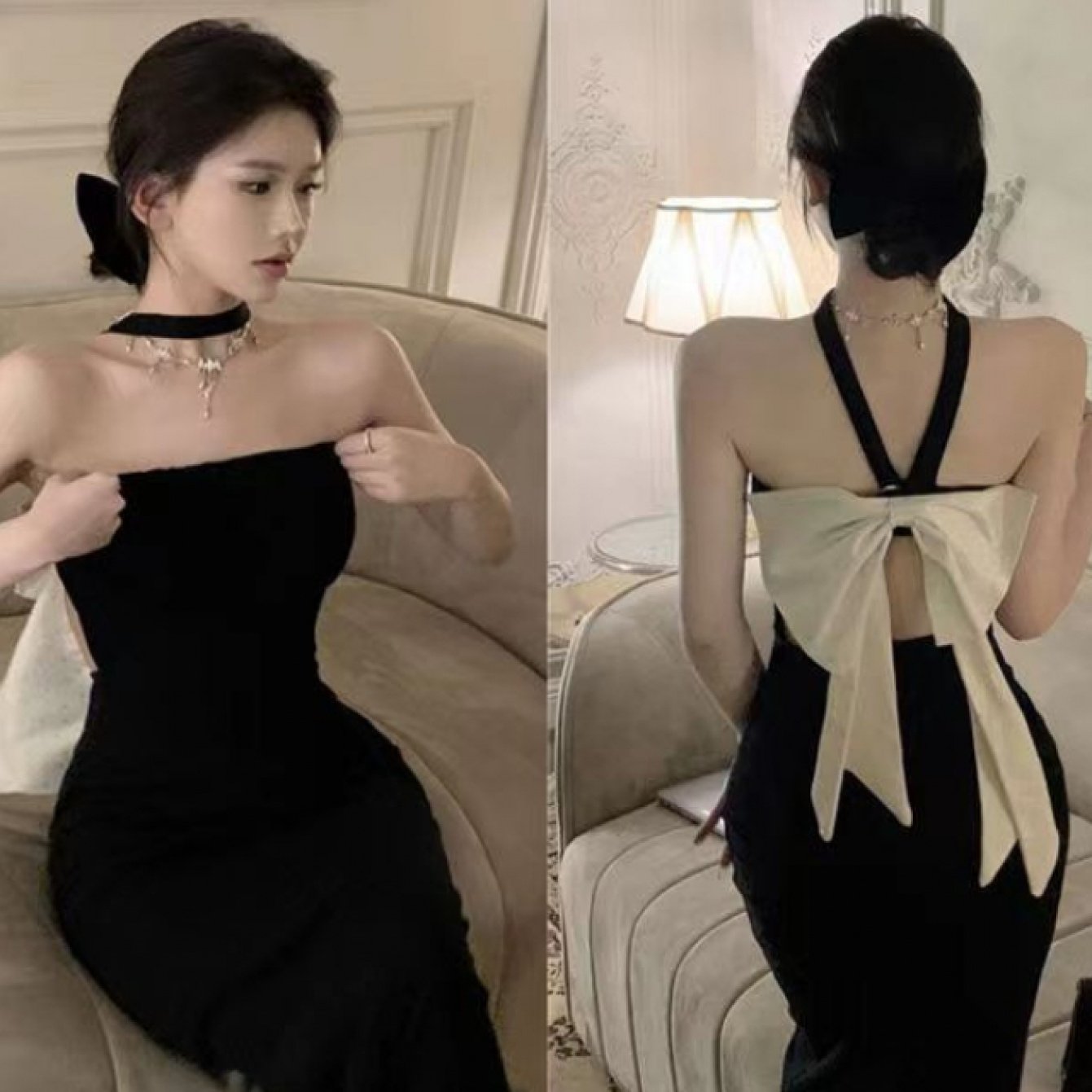 Women's Elegant V-Neck Waist-Cinching Maxi Dress - Long Sleeve Flared Dress with Slim Fit Bodice & Wide, Solid Color Professional Attire for, Weddings, Parties - Machine Washable Fall Winter Dress