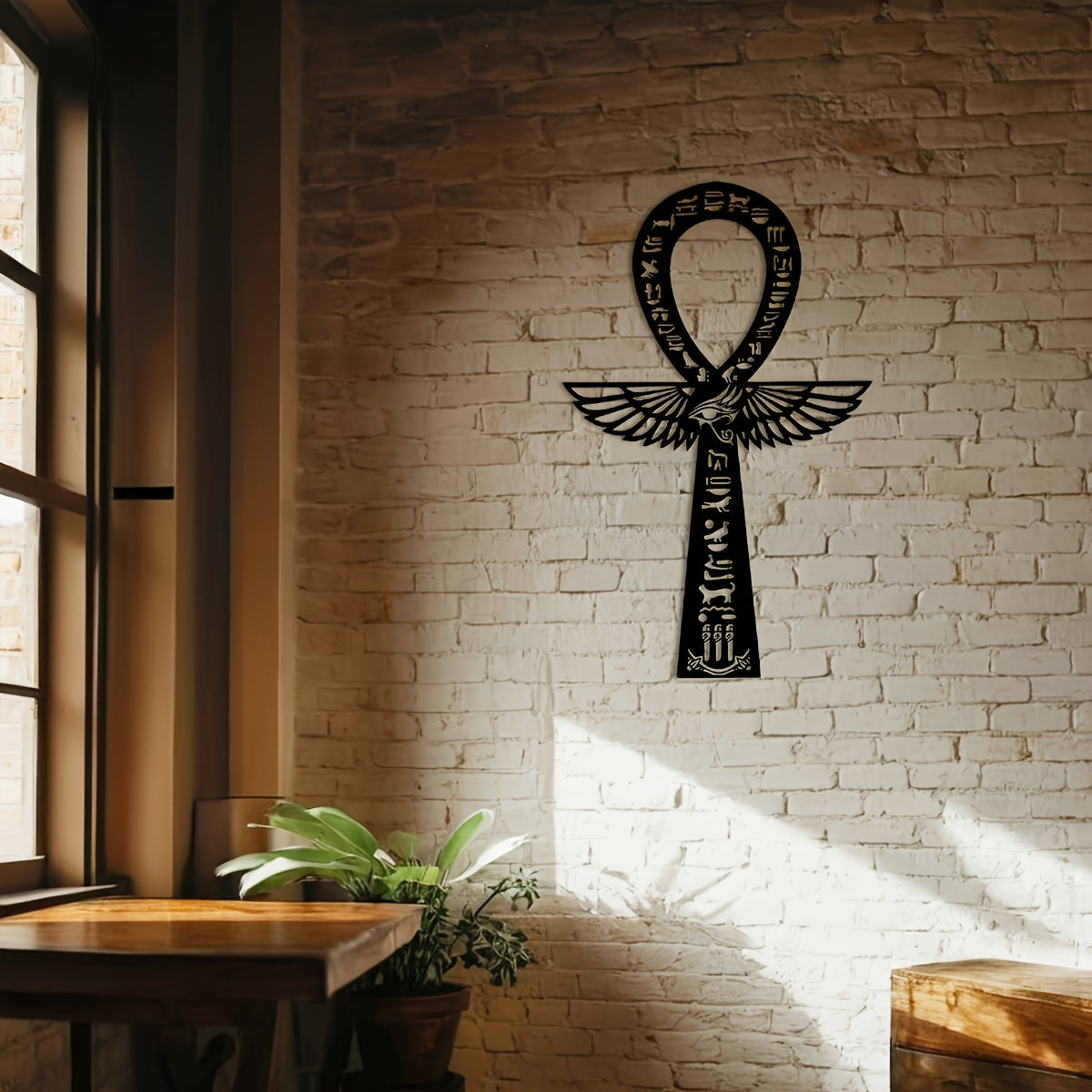 1pc Room Decor Iron Ankh Wall Art - Egyptian Hieroglyphic Symbol, Nile River Ankh, Ancient Egyptian Decor, Spiritual Key to Life - For Home Decor Enthusiasts & Spiritual Seekers - Perfect Gift for Housewarming & Birthday