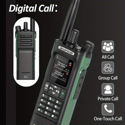 BAOFENG DM-32 DMR Handheld Two-Way Radio 10W Long Range GPS & NOAA Weather Alert, UHF 136-174/400-470MHz, 2500mAh Battery with USB-C Charging, Compatible with DM32UV Repeater for Camping,, Fishing, Emergency (DMR/Moto)