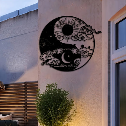 Decorative Signs & Plaques1 piece, Yin and Yang Metal Wall Art, 15.75 inches * 14.06 inches, Sun and Moon Home Decoration, Day and Night Metal Wall Art, Yogo Metal Wall Decoration, Avatar Metal Wall Art, Iron Painting Indoor