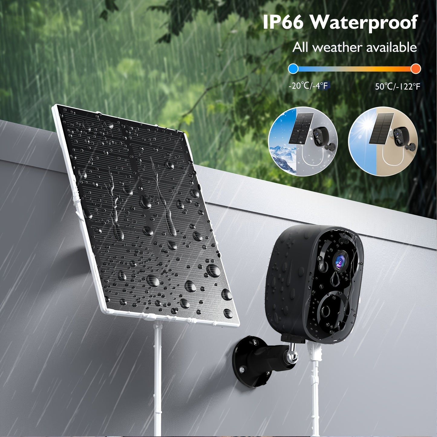 7pcs Solar Powered 2K 3MP Wireless Outdoor Security Camera System - FHD AI Motion Detection, Two-Way Audio, Color & Infrared Night Vision, Battery or USB Dual Power Supply, Lithium Battery, High Quality, Outdoor Surveillance,