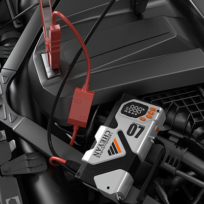 Car Battery Emergency Power Supply, 16000mAh Car Jump Starter, With 150PSI Digital Tire Inflator, LED Display, Suitable For All Gasoline/3.17 Gallon Diesel, 60W Bidirectional Fast Charging, With Emergency Lighting, Safe And P