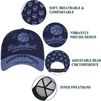 Memphis Baseketball Baseball Cap Adjustable City Print Snapback Hat Game Day