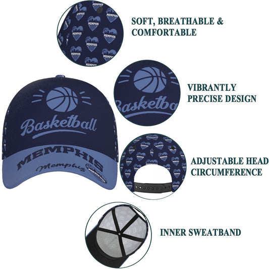 Memphis Baseketball Baseball Cap Adjustable City Print Snapback Hat Game Day