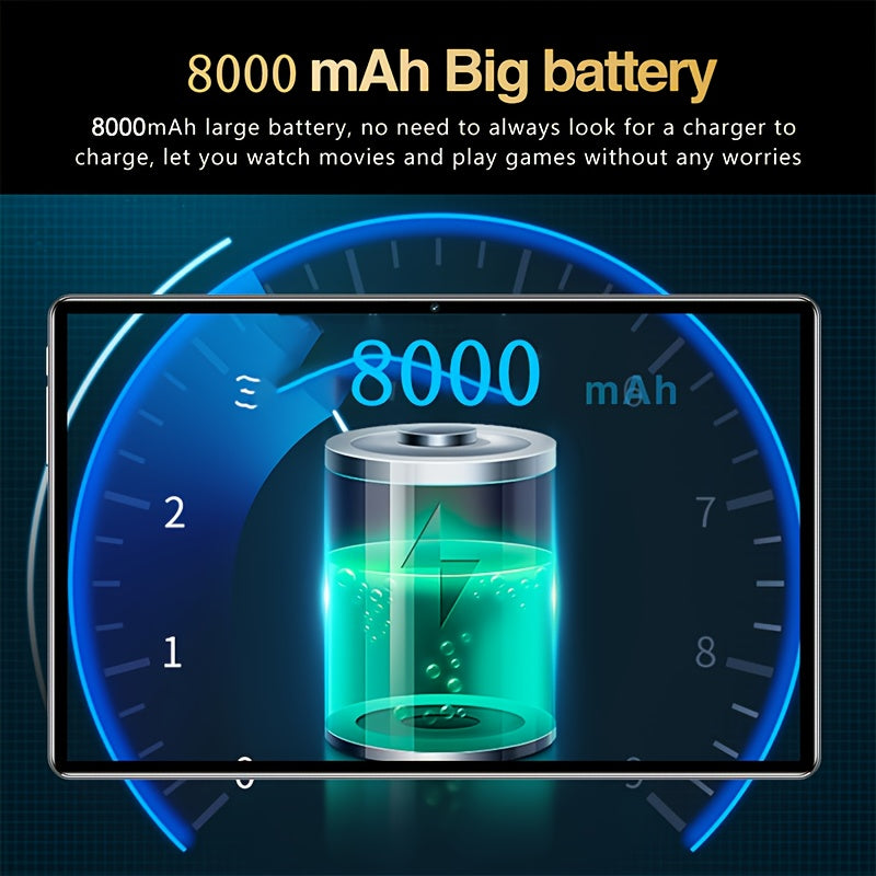 2024 New Q8pad 10.1-inch HD Smart Tablet, 8GB (4GB + 4GB Expandable) RAM + 128GB Storage Space, Dual Cameras 24MP + 32MP, Android 13 System, Supports 2 SIM Cards, TF Card (no Card Included), 5G WiFi, Essential for Office Work