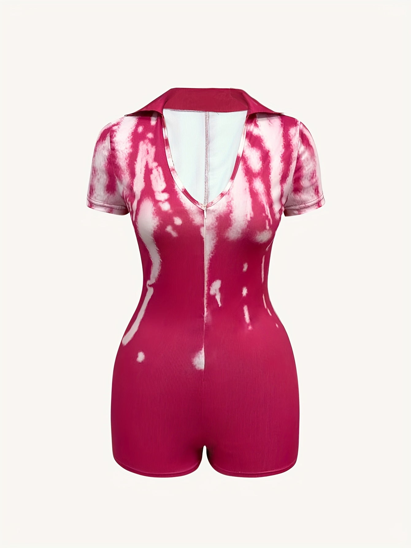 2025 European and American Street Style Hot Print V-Neck Jumpsuit Casual Y Waist-Cinching Butt-Lifting Trend