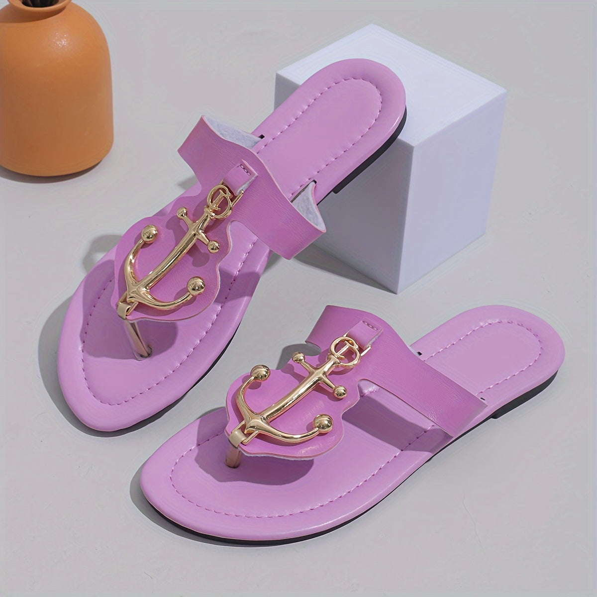 Women's Trendy Slide Sandals, Casual Clip Toe Flat Summer Shoes, Lightweight Slide Sandals