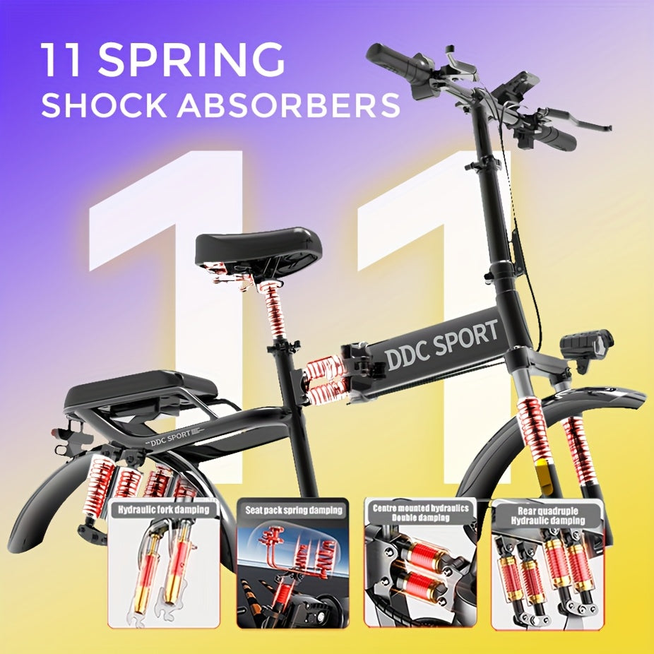 700W Folding E-Bike for Adults: Tackle 25° Hills & 20MPH Speeds. 35-Mile Range with 48V 20Ah Removable Battery, 385LBS Capacity & 11-Layer Shock Absorption for A Smooth Ride. Your All-in-One Commute & Adventure Solution