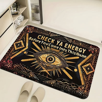 Magic Eye Check Your Energy Door Mat - Rectangular, Machine Washable, 8mm Thick, Soft Non-Slip, Suitable for Kitchen, Living Room, Bedroom, and Entryways