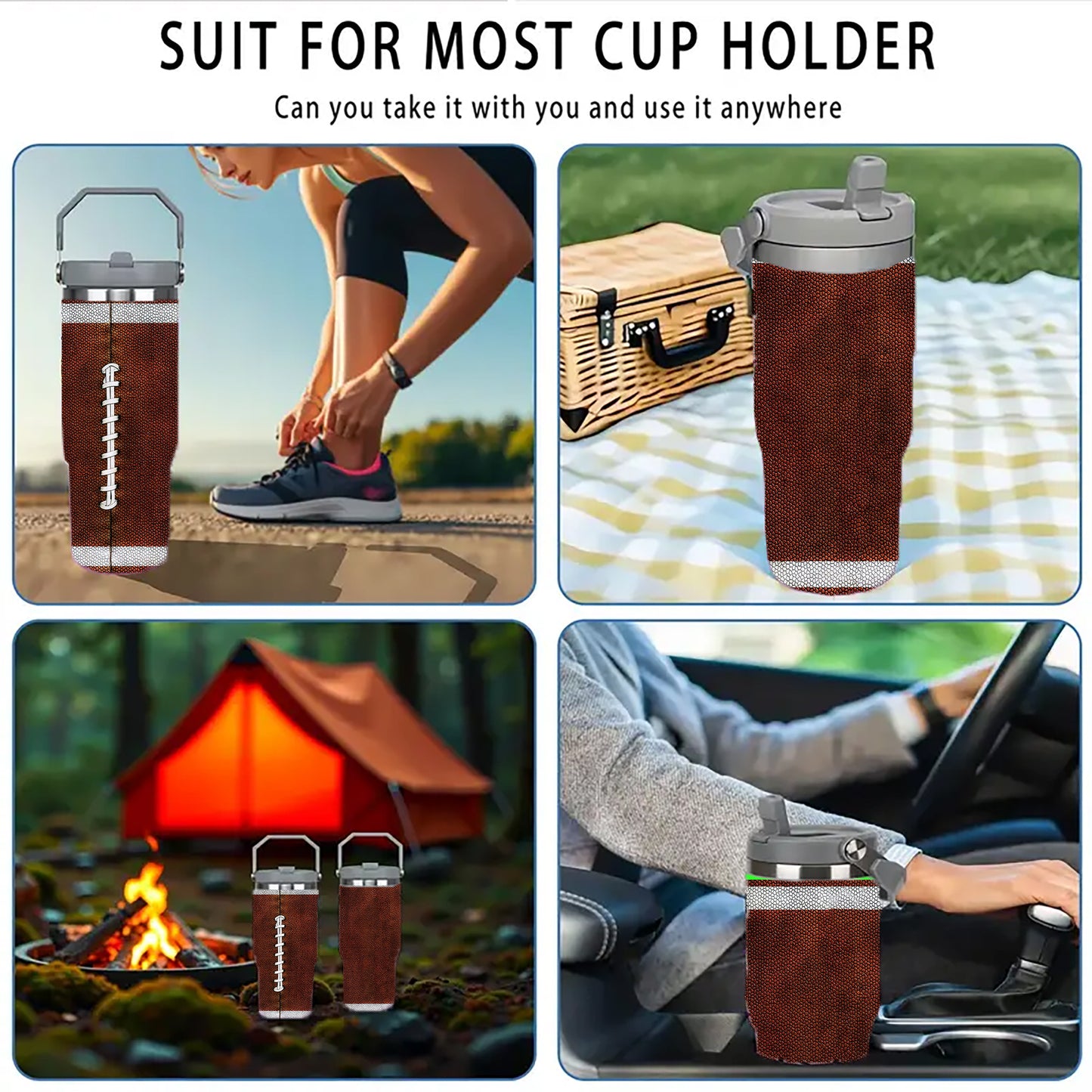 30oz Football Texture Stainless Steel Tumbler, Double Wall Vacuum Insulated Travel Mug, Spill Proof Lid, Perfect Gift for Dad, Mom, Ideal for Christmas, Thanksgiving, Valentine's, Mother's, Father'S Day, Gift for birthday, Co