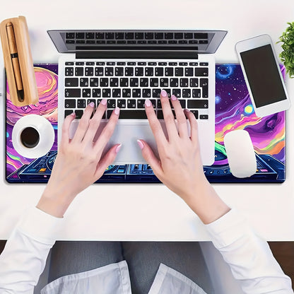 1pc Extra-Large Gaming & Office Desk Mat - Alien DJ Design with Spinning Board, Non-Slip Surface, Soft Touch, Large Rectangular Mouse Pad for PC, Laptop, Gaming Setup - Ideal For Gamers, Office Workers, Abstract Art Style, Sm