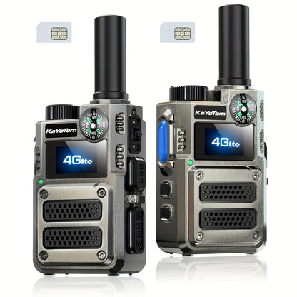 2 Global Walkie-Talkies with Unlimited Range Communication 5000 Kilometers Long-Distance Radio. Three-color Lights Can Be Switched. Compass-style Handheld. PoC Rechargeable. Multi-functional Two-way Communication with High-qu