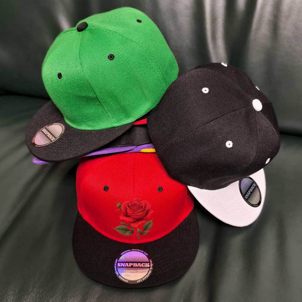 Snapback Baseball Cap with Red Rose Floral - Black & Red Two-Tone Hat, Lightweight Breathable Polyester for Men & Women, Adjustable Closure for Everyday, Sports, Parties, Camping - Ideal Gift for Father's Day, Easter, Ramadan
