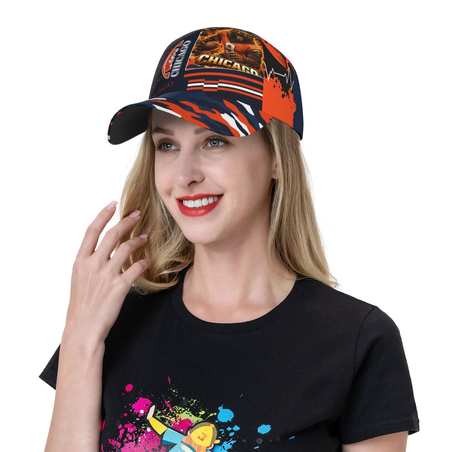 Chicago Print Adjustable Snapback Baseball Cap for Men & Women, Breathable Unisex Hat Suitable for Daily Wear,, Outdoor - Chicago