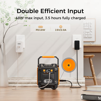 200W/400W Peak Portable Power Station Solar Generator with Solar Panel Optional - 172.8Wh Lithium Battery, 2 AC Outlets, QC3.0 USB/DC/PD Ports, 6-in-1 Multi Device, Lightweight (3.75lbs) for Home Backup, Camping, RV, Outdoor