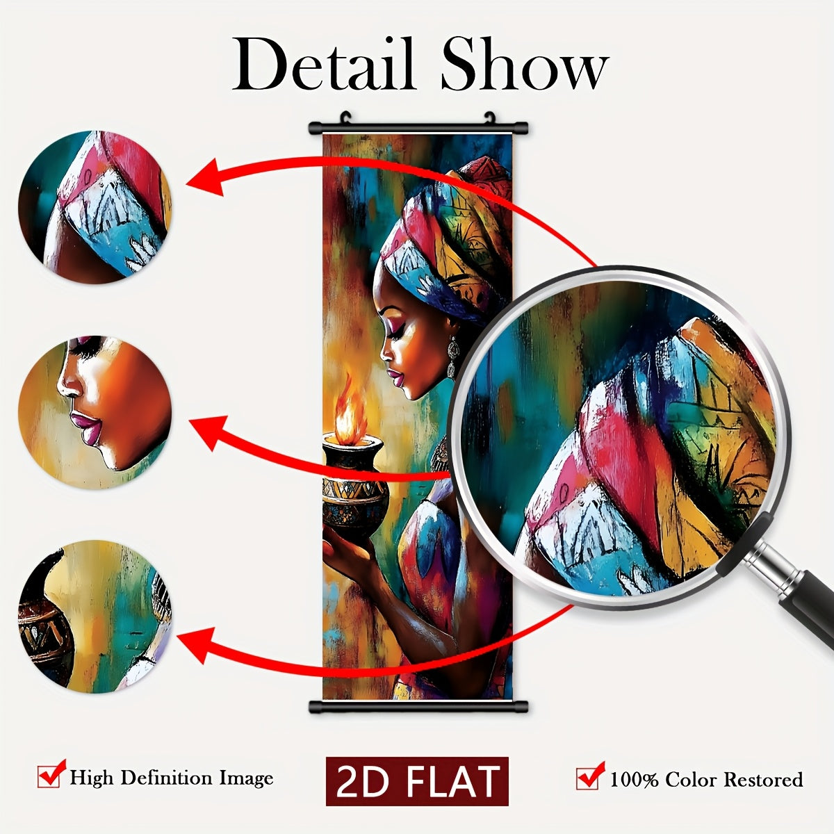 Positive And Lively Style 2D/Flat-5pcs Set of Decorative Canvas Paintings with African Tribal Features, with Plastic Frame Hooks, Easy to Hang, Suitable for Corridor And Living Room Wall Decoration, Art Works, Home Gifts, 2D