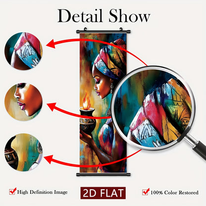 Positive And Lively Style 2D/Flat-5pcs Set of Decorative Canvas Paintings with African Tribal Features, with Plastic Frame Hooks, Easy to Hang, Suitable for Corridor And Living Room Wall Decoration, Art Works, Home Gifts, 2D