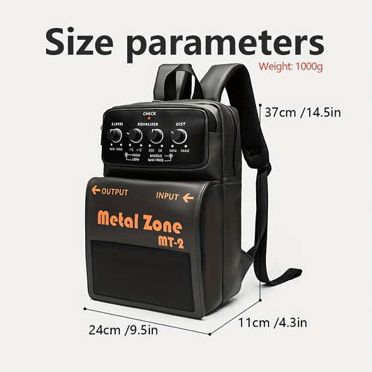1pc Retro Punk Style MT-2 Effects Pedal Backpack for Men - Lightweight, Adjustable Strap, Zipper Closure, Polyester Lining, Ideal for Campus, Commuting, Travel, And Parties, Backpack For Travel, Campus Gear, Rock Letter Print
