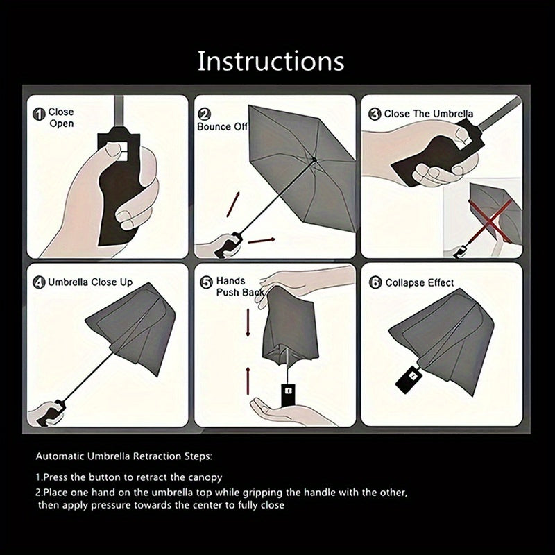 Masonic Symbolism Umbrella - Cute Cartoon Masonic Emblem Foldable Umbrella with Durable Iron Frame, 8-Rib Structure, Automatic Open, All-Season Multi-Functional for Home, Travel & Outdoor Use, Stylish Black & Golden Design, O