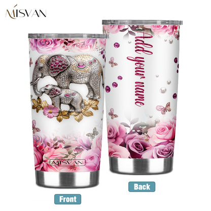 1pc Customized Name Stainless Steel Tumbler | 20oz/22oz/40oz Insulated Water with Lid, Reusable, Round Shape, 304 Stainless Steel, Ideal for Easter, Thanksgiving, Father'S Day, Mother'S Day, Graduation, White Diamond Butterfl