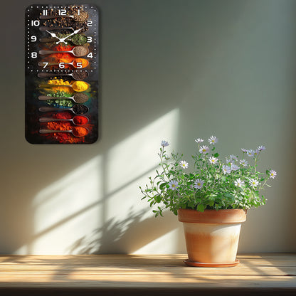 1pc Fantasy Round Wall Clock, Spice Kitchen Decorative Clock, Wooden Wall Clock, Suitable for Kitchen, Living Room, Bedroom Decoration, Ideal Birthday, Thanksgiving, New Year Gift, AA Battery Powered
