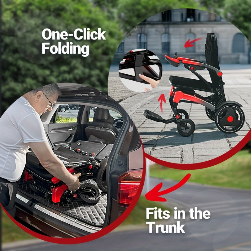 Ultra-lightweight Adult Electric Wheelchair, Only 39 Lbs, All-terrain Design, 18-mile Range, Foldable, Airline-approved Travel-ready with Long-range Battery, Perfect for Seniors And Travel.