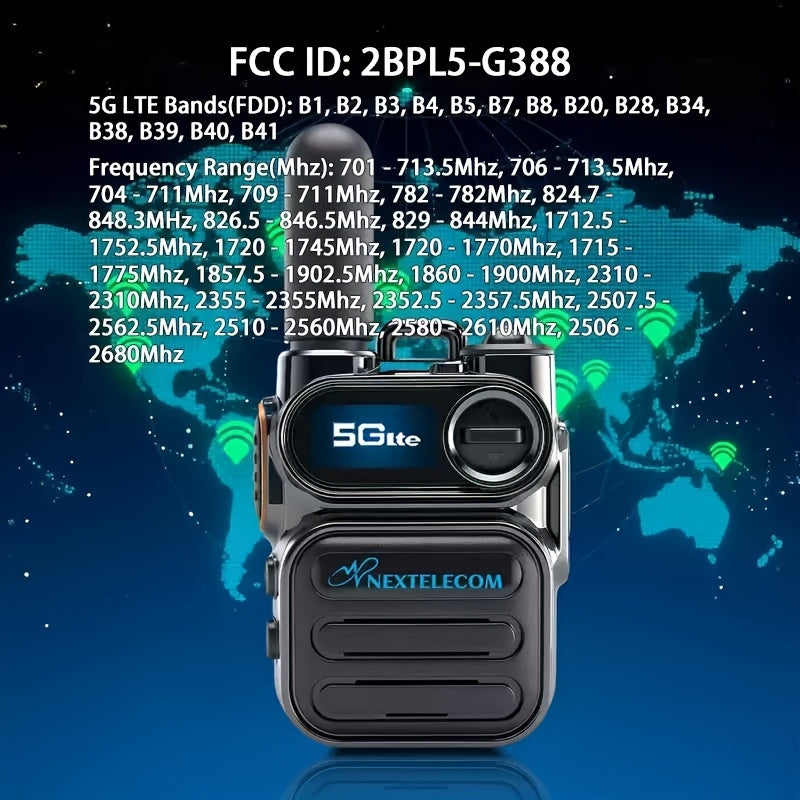 G388 Global Long-range Walkie-talkie 5G Two-way Radio, Multi-LED Flashlight, Rechargeable PTT Cellular Radio Fast Wireless Unlimited Range, Far-end Intercom, HD Sound Quality, Rugged And Suitable for Outdoor Activities (with