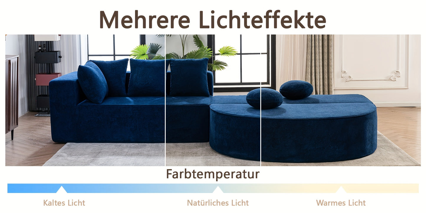 Modular Foam Sofa - No Assembly Required, Easy to Move, Modern Fabric Sofa with No Frame, Deep-Seated Design, Plush Cushions, Memory Foam Filling