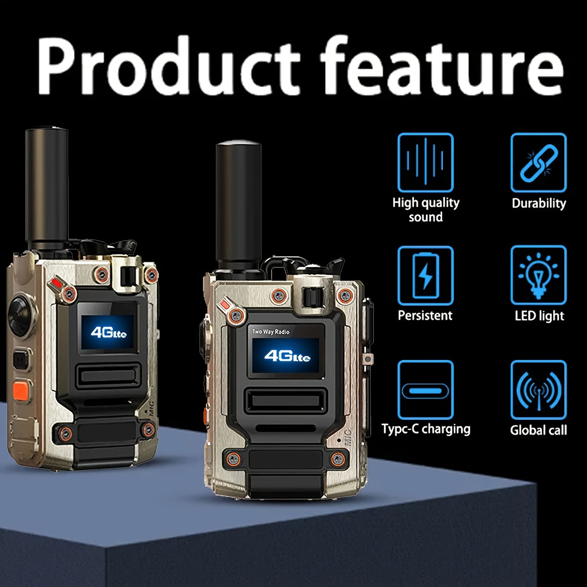 4G LTE Long Range 5000 Miles Handheld Push-to-Talk Two-Way Radio with SIM Card - Unlimited Range, USB Rechargeable, VHF Technology, 4G/3G/2.4G/3G/5G Compatible, Compact Design for Emergency Services, Construction, Events & Ou