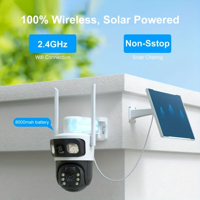 5pcs Solar-powered Security Cameras That See Every Detail For Your House, 314.96inch Ultra HD Crystal Day & Night, 2.4G Long-Range WiFi Never Miss Connection, Smart Night Vision Automatically Active In Dark, Instant 2-Way Tal