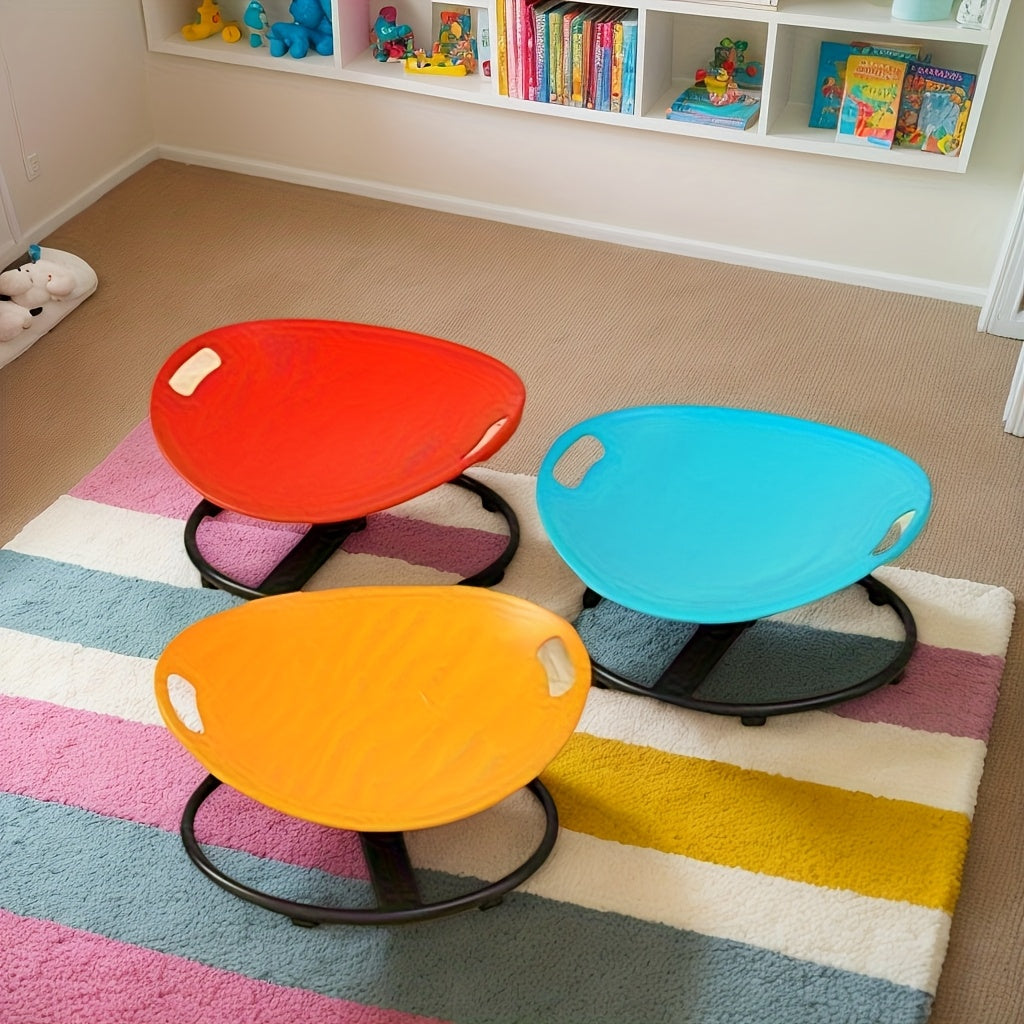 1pc Rotating Sensory Spin Chair with Non-Slip Metal Base & Ergonomic Design - Durable Plastic, Multi-Color Options (Red, Green, Yellow, Orange, Pink, Purple