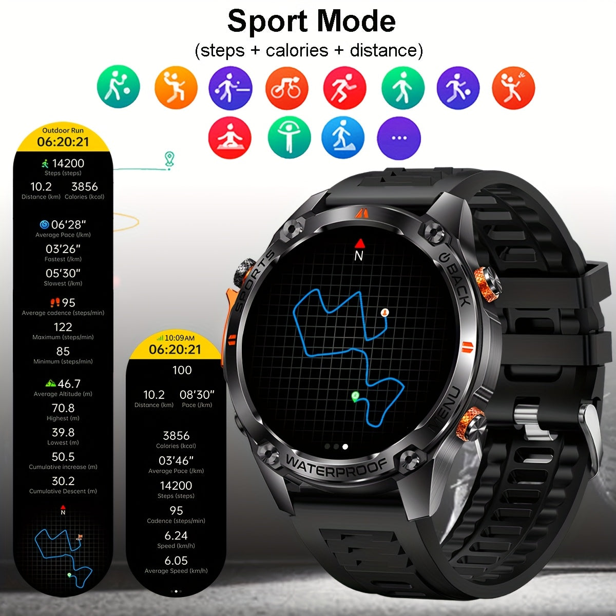 COIUSOR GPS Smartwatch for Men & Women - 1.46" AMOLED HD Display, Wireless Calls & SMS Alerts, Dual-Band L1+L5 GPS, Compass, Altitude, 5 Sports Modes, Magnetic Charging, High Quality, Compatible with for Iphone & Android, Tac