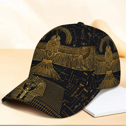 1pc Egyptian Pharaohs 2D Full-Body Print Adjustable Snapback Hat - Funky Tutankhamun & Pharaoh Design, Polyester for Sports, Streetwear, for halloween Costumes, Christmas Parties & Egyptian-Themed Outfits