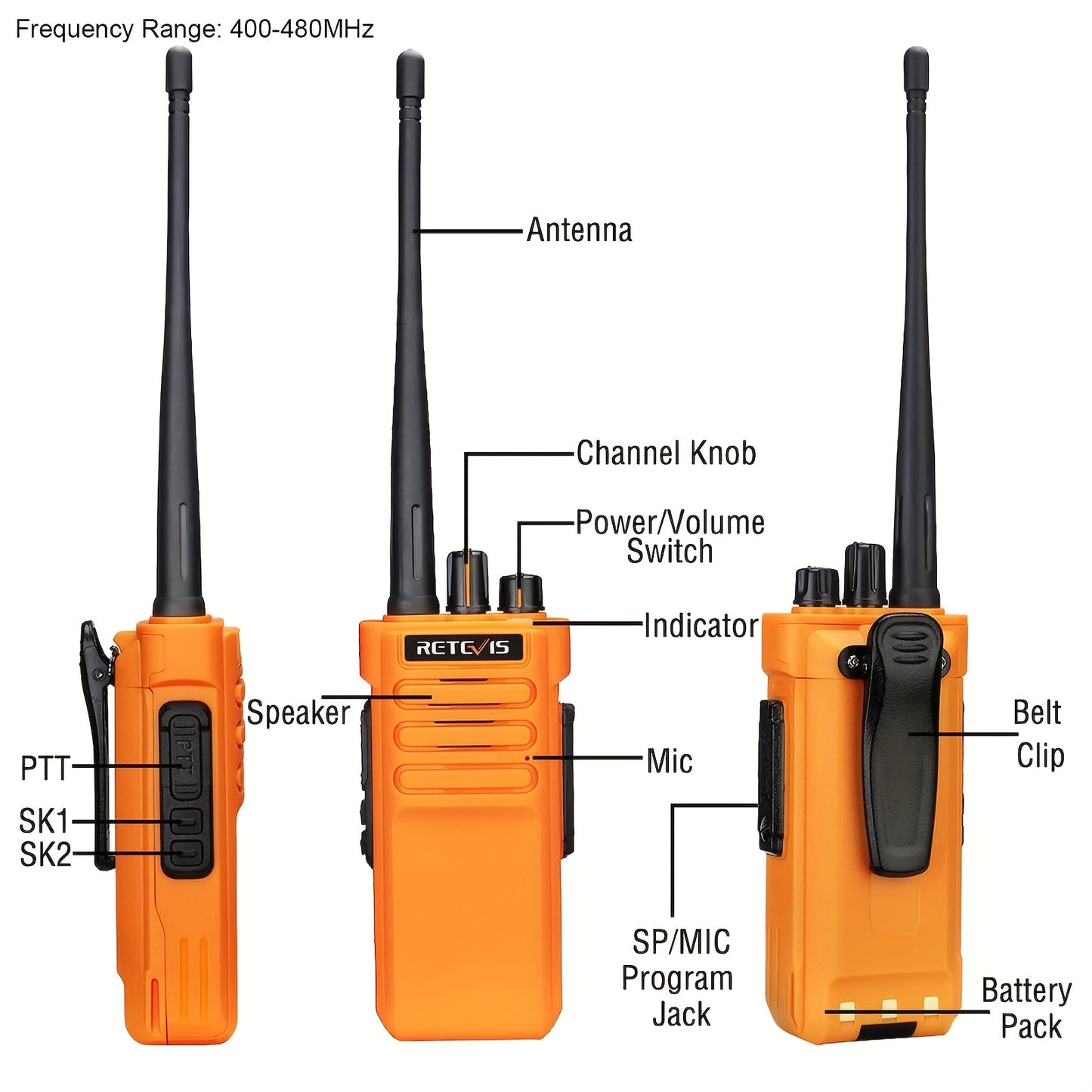 Retevis RT29 Two Way Radios Long Range, Heavy Duty 2 Way Radio for Adults, Professional Walkie Talkies with Mic, VOX, Emergency Alarm, for Survive Adventure Hunting(2 Pack)
