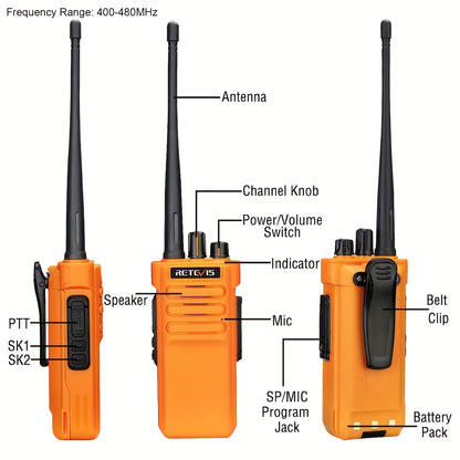 Retevis RT29 Two Way Radios Long Range, Heavy Duty 2 Way Radio for Adults, Professional Walkie Talkies with Mic, VOX, Emergency Alarm, for Survive Adventure Hunting(2 Pack)