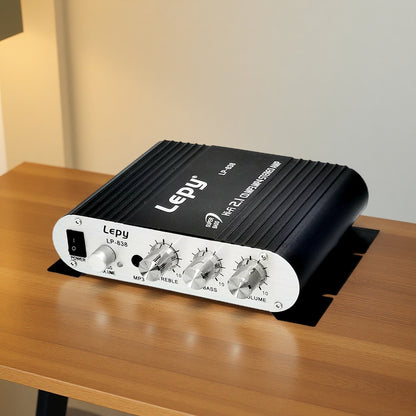 A 600W High-Power 2.1 Channel Amplifier with Hifi Stereo, Featuring Bass Enhancement And Treble Control, 3.5Mm Input, Suitable for Car Speakers, Home Theaters, Computers, And Tvs