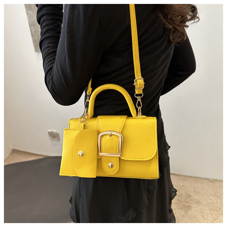 [Square Crossbody Bag] Women'S Small Square Crossbody Bag - Lightweight Synthetic Purse with Snap Closure, Compact Everyday & Formal Bag in Orange, Pink, Blue, Yellow, White, Black - Minimalist Chic Handbag for Women, Crossbo