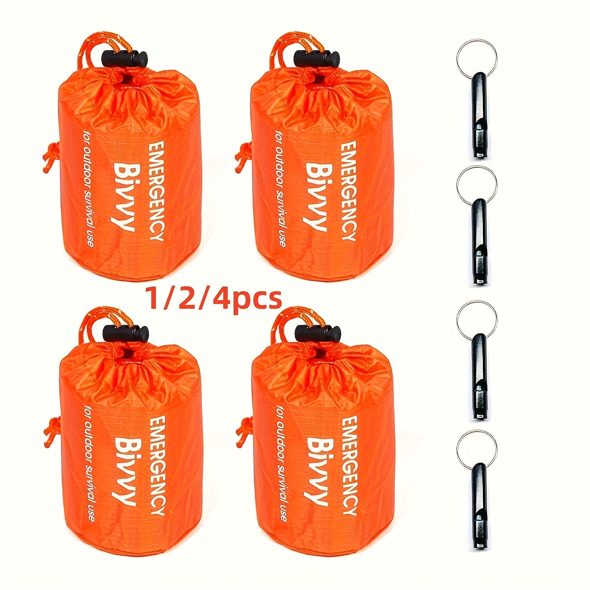[Emergency Sleeping Bag] 1/2/4pcs Emergency Sleeping Bag | Thick Warm Survival Blanket, Reusable Lightweight Compact with Whistle for Outdoor Hiking Gear Survival Equipment Portable
