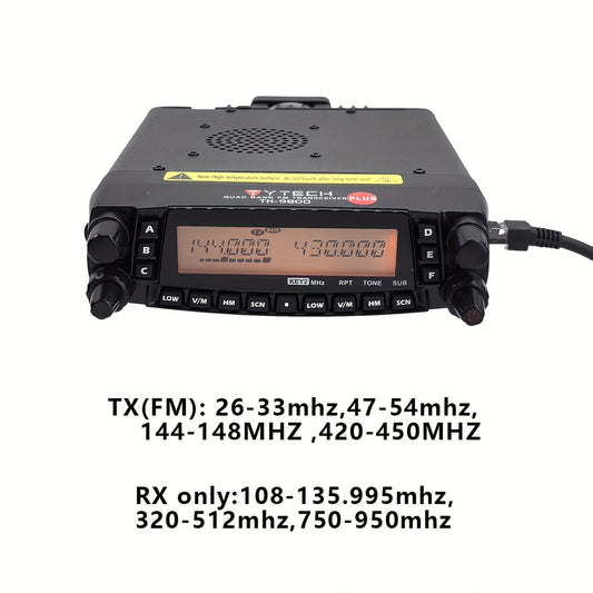 TYT TH-9800 Quad Band Mobile Radio Transceiver - 50W High Power U/V Cross-Band Repeater, 809-Channel DMR/FM/Analog Two-Way Talkie with Lighter Power, USB Cable & Programming for Truck, Taxi, RV, Emergency Services