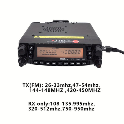 TYT TH-9800 Quad Band Mobile Radio Transceiver - 50W High Power U/V Cross-Band Repeater, 809-Channel DMR/FM/Analog Two-Way Talkie with Lighter Power, USB Cable & Programming for Truck, Taxi, RV, Emergency Services