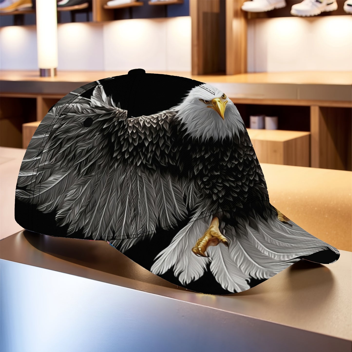 1pc Majestic Eagle in Flight Baseball Cap - Lightweight Adjustable Snapback Hat, Non-Elastic Fit for Outdoor Sports, Hiking, Cycling, Everyday - All-Season Unisex Cap for Men & Women - Ideal Gift for Nature Lovers, Hiking Acc
