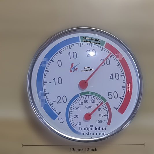 Compact Analog Thermometer and Hygrometer -30℃ to 50℃ Temperature Range, 20%-100% Humidity Gauge, Easy-to-Read Round Dial with Color Indicators, Wall or Rack Mountable for Indoor/Outdoor Use